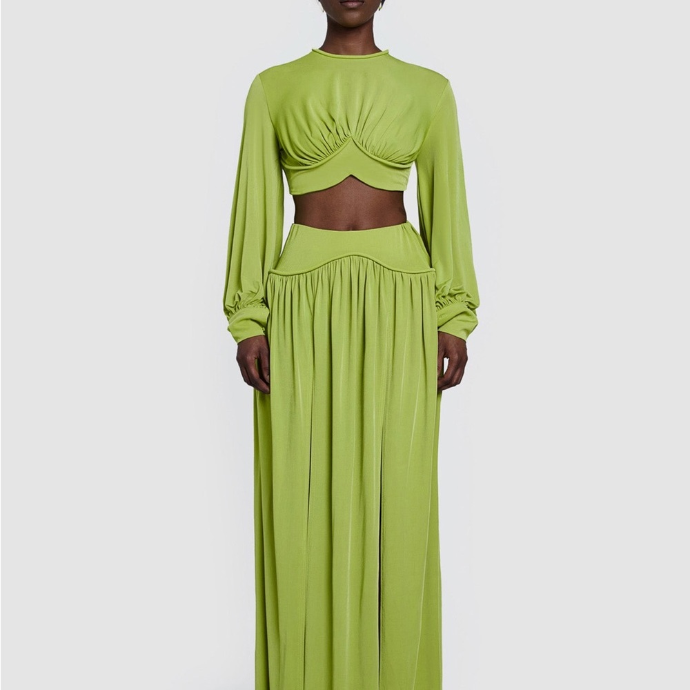BBXBRAND IKU CROP TOP & DOUBLE SLIT MAXI SKIRT IN pistachio NWT - Picture 3 of 5